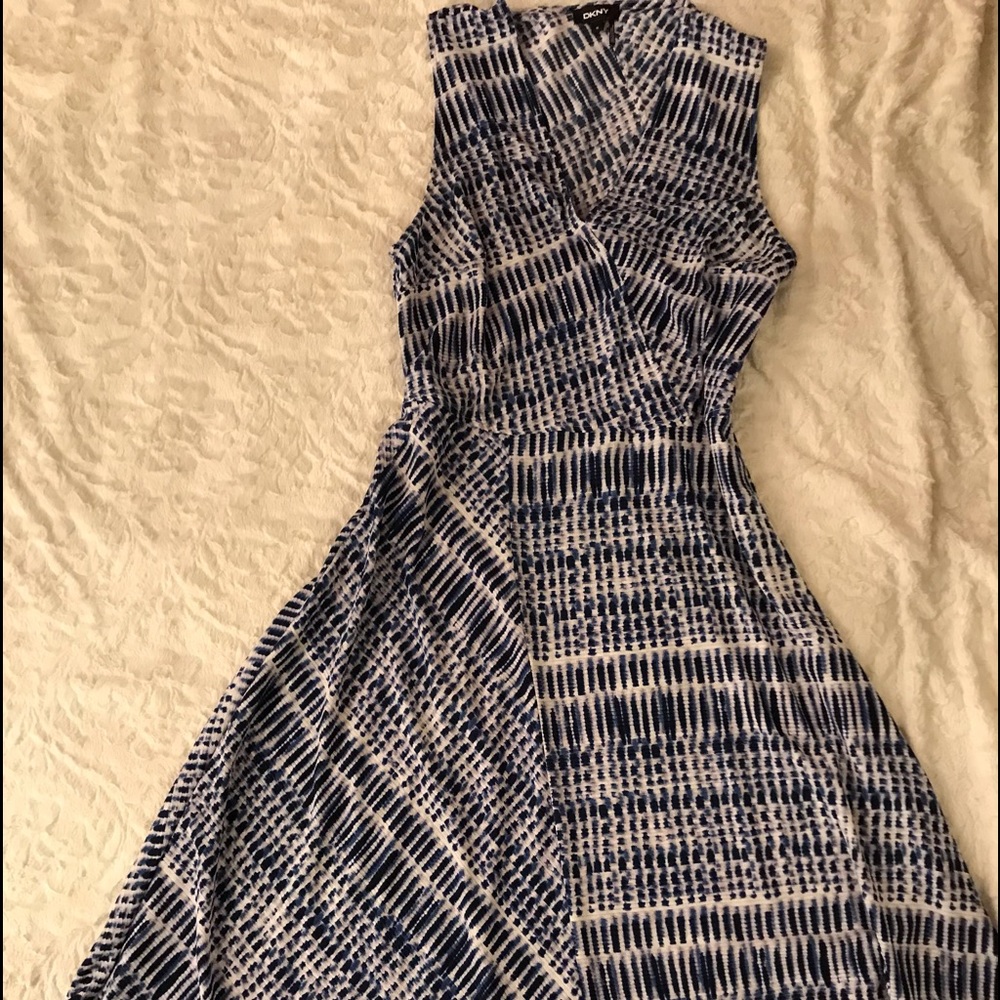 DKNY blue and white sleeveless dress